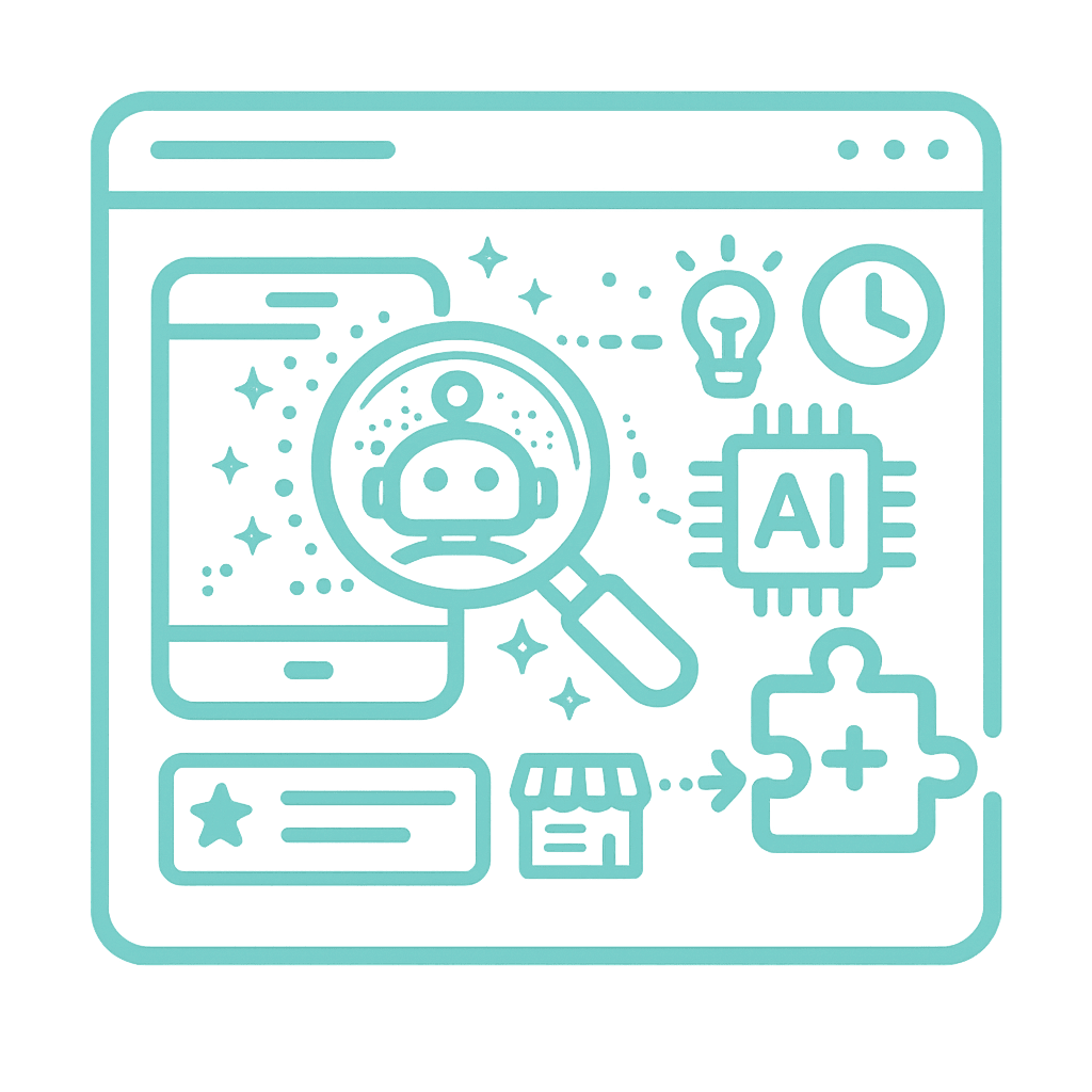 Digital AI and chatbot on a screen, modern technology and artificial intelligence, symbols and icons for a web presentation of AI innovation and automation.